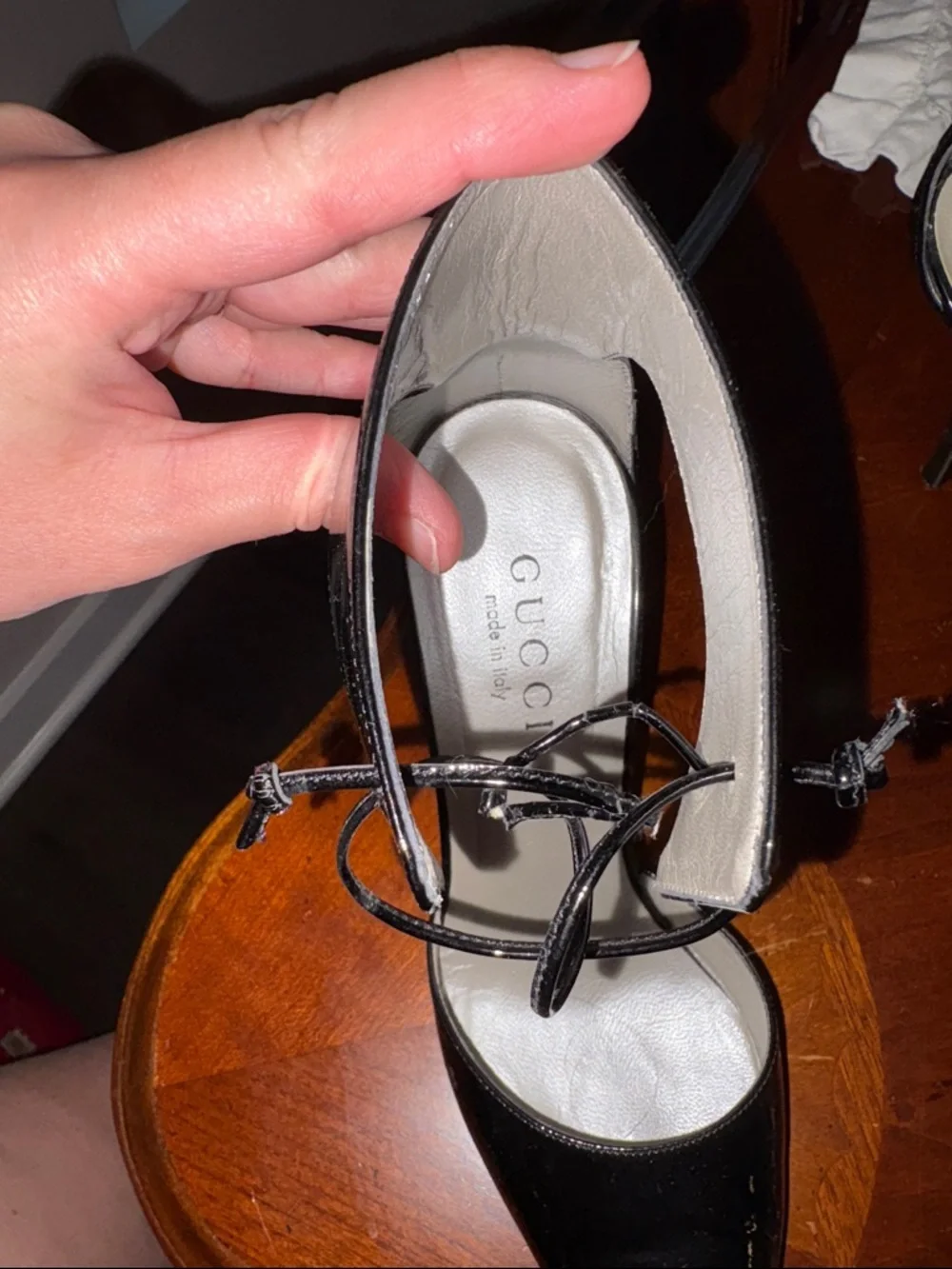 Gucci Black Patent Leather Pointed Lace-Up Heels - Picture 2 of 8